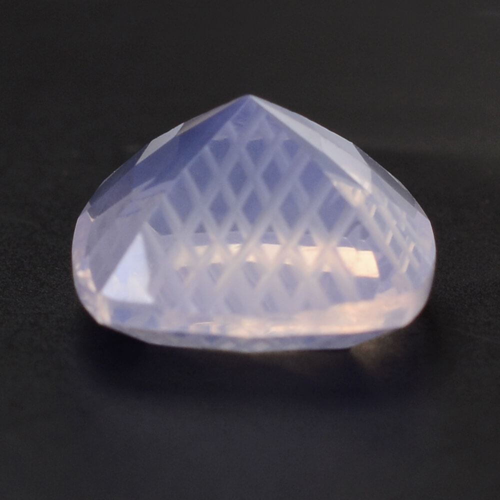 LAVENDER MOON QUARTZ CUSHION WITH STEP CUT CARVED SIDES 12MM 6.50 Cts.