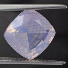 LAVENDER MOON QUARTZ CUSHION WITH STEP CUT CARVED SIDES 12MM 6.50 Cts.