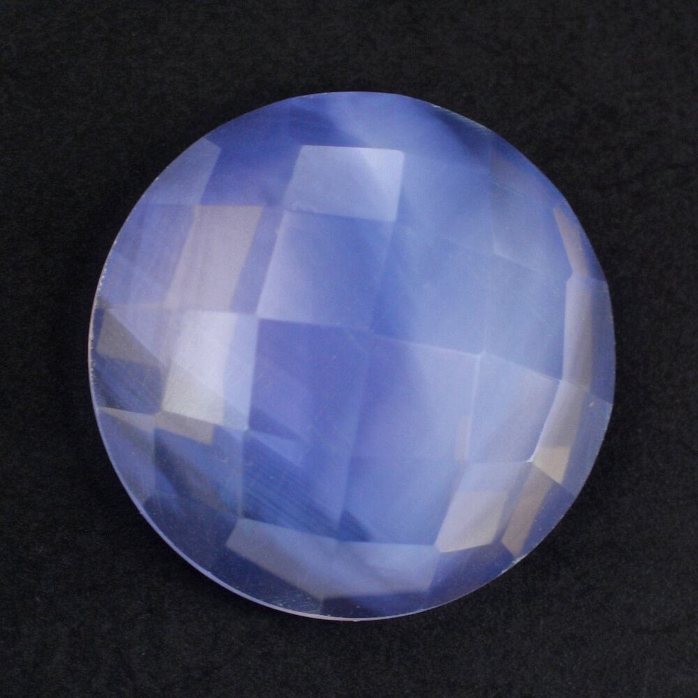 LAVENDER MOON QUARTZ CHECKER ROUND CAB 15MM 10.91 Cts.