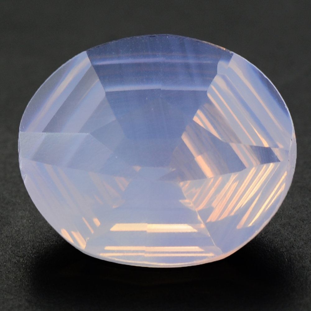 LAVENDER MOON QUARTZ SWIRL CUT HEXAGON CONCAVE OVAL 14X12MM 6.08 Cts.