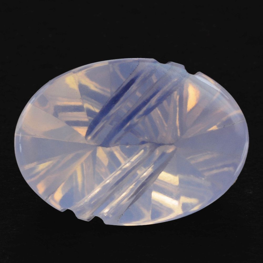 LAVENDER MOON QUARTZ FLAT BUFFTOP LIGHTENING OVAL (DES#114) 14X10MM 5.00 Cts.