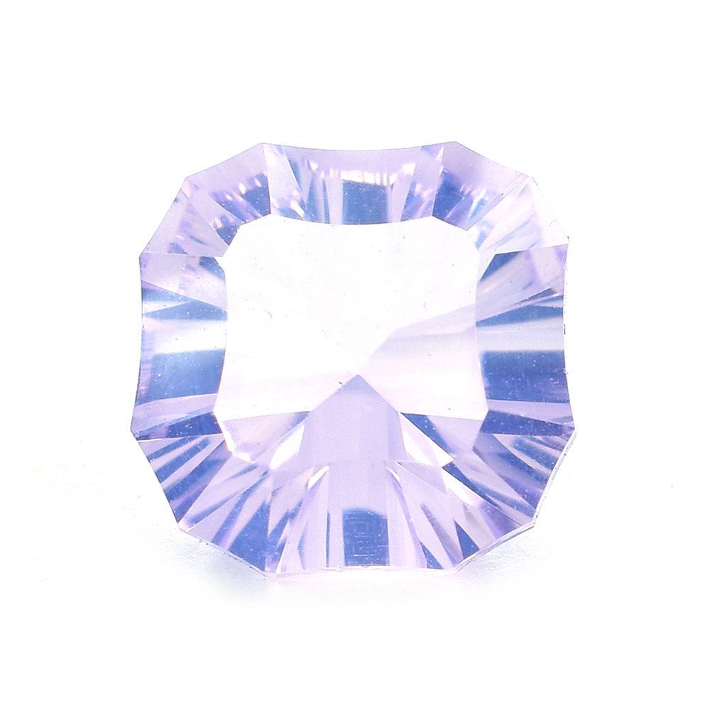 LAVENDER MOON QUARTZ CONCAVE SCALLOPED TABLE CUT TOP CUT CUSHION (DES#22) 10X10MM 3.40 Cts.