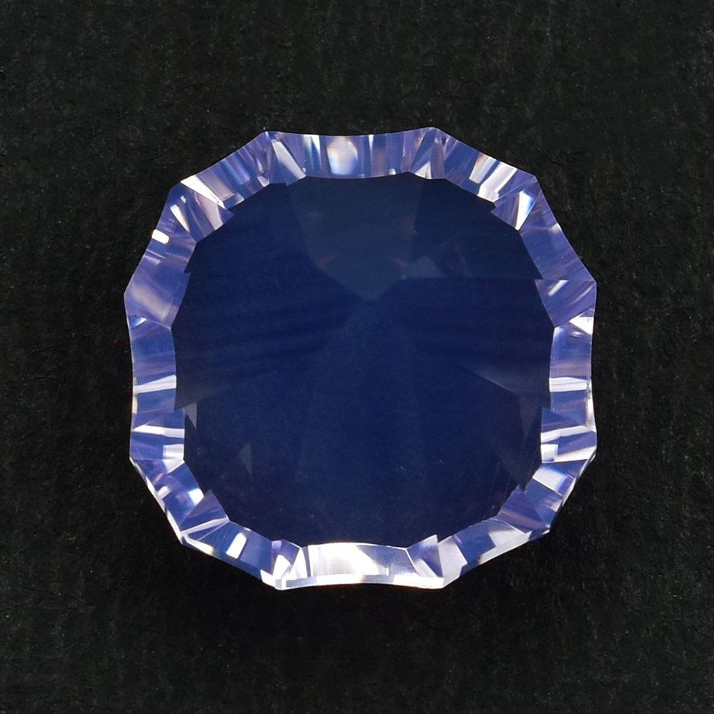 LAVENDER MOON QUARTZ CONCAVE SCALLOPED TABLE TOP CUT CUSHION (DES#22) (DARK/CLEAN) 12X12MM 6.20 Cts.