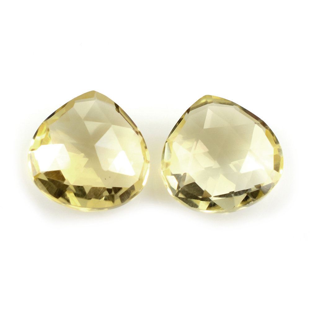 LEMON QUARTZ ROSE CUT BRIOLETTE PEAR (GREEN GOLD) 12MM 4.88 Cts.