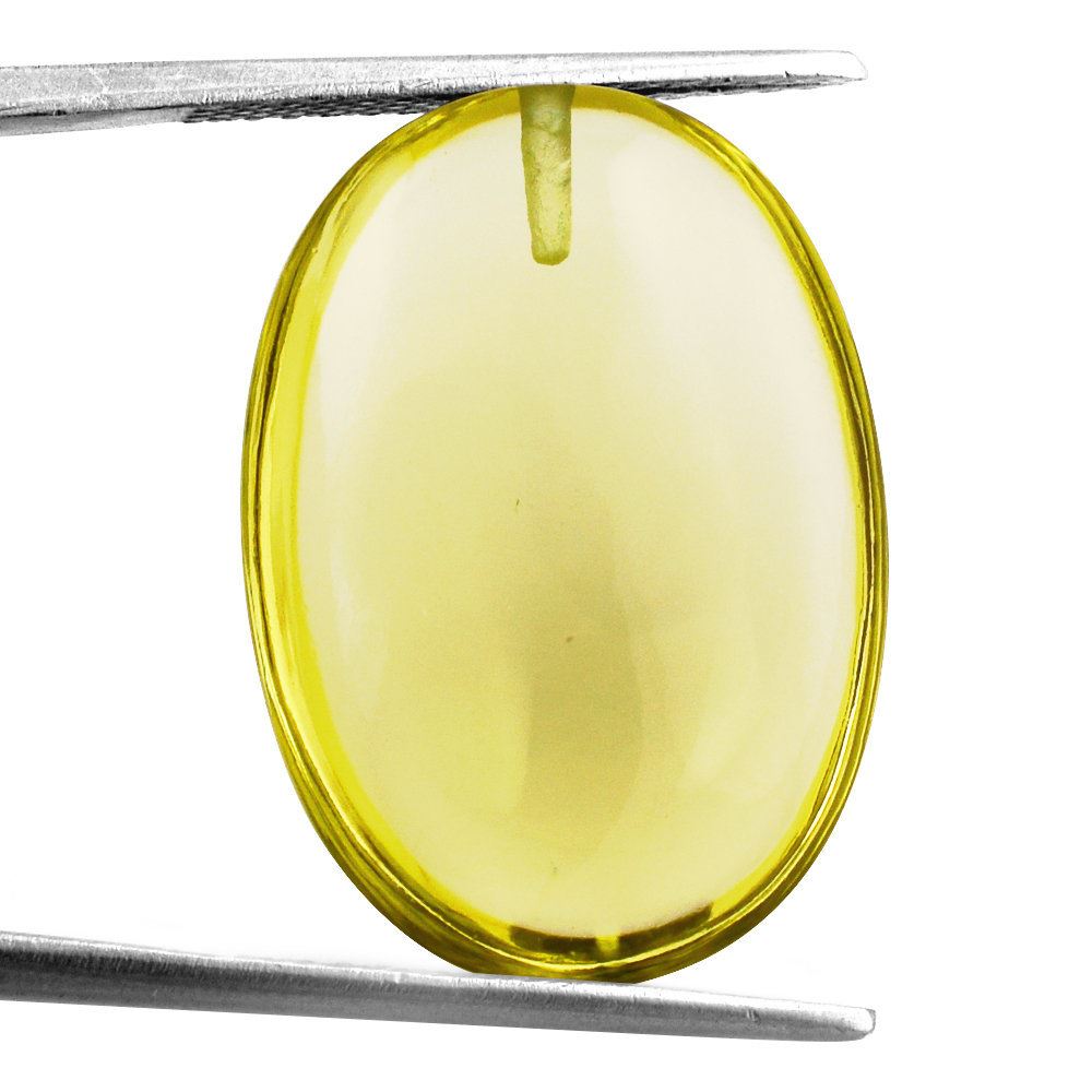 LEMON QUARTZ LENTIL OVAL (HALF DRILL) (GREEN GOLD) 25X18MM 25.75 Cts.