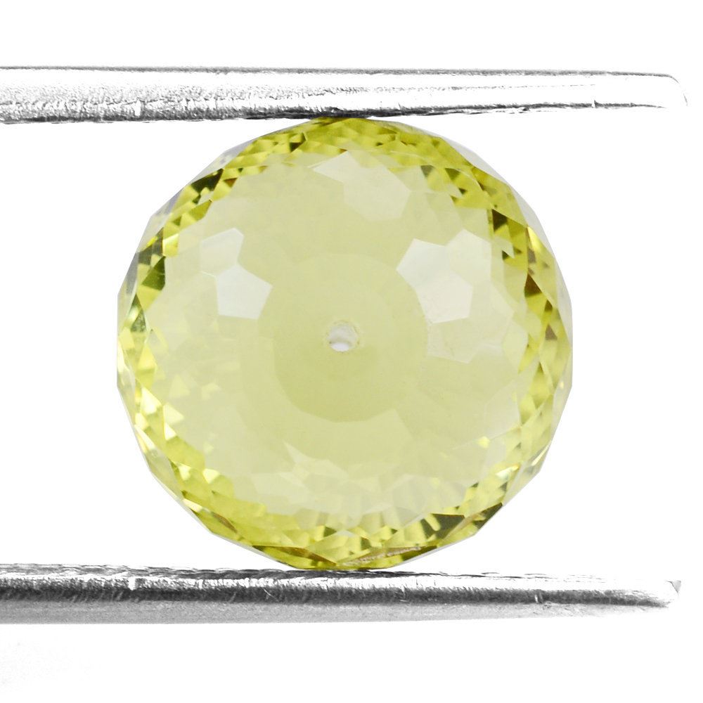 LEMON QUARTZ FACETED ROUNDEL (FULL DRILL) (GREEN GOLD) 11MM 6.80 Cts.