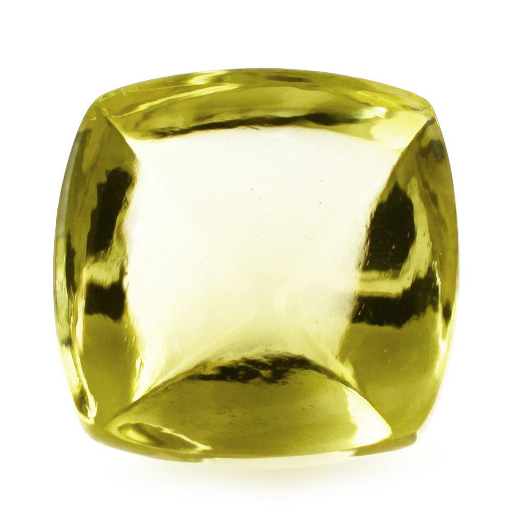 LEMON QUARTZ PYRAMID CUSHION CAB (GREEN GOLD) 14MM 12.55 Cts.