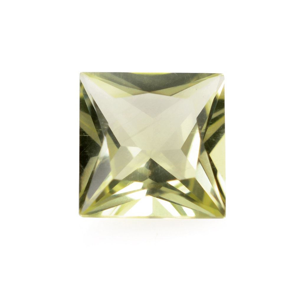 LEMON QUARTZ PRINCESS CUT SQUARE (GREEN GOLD) 6MM 0.85 Cts.