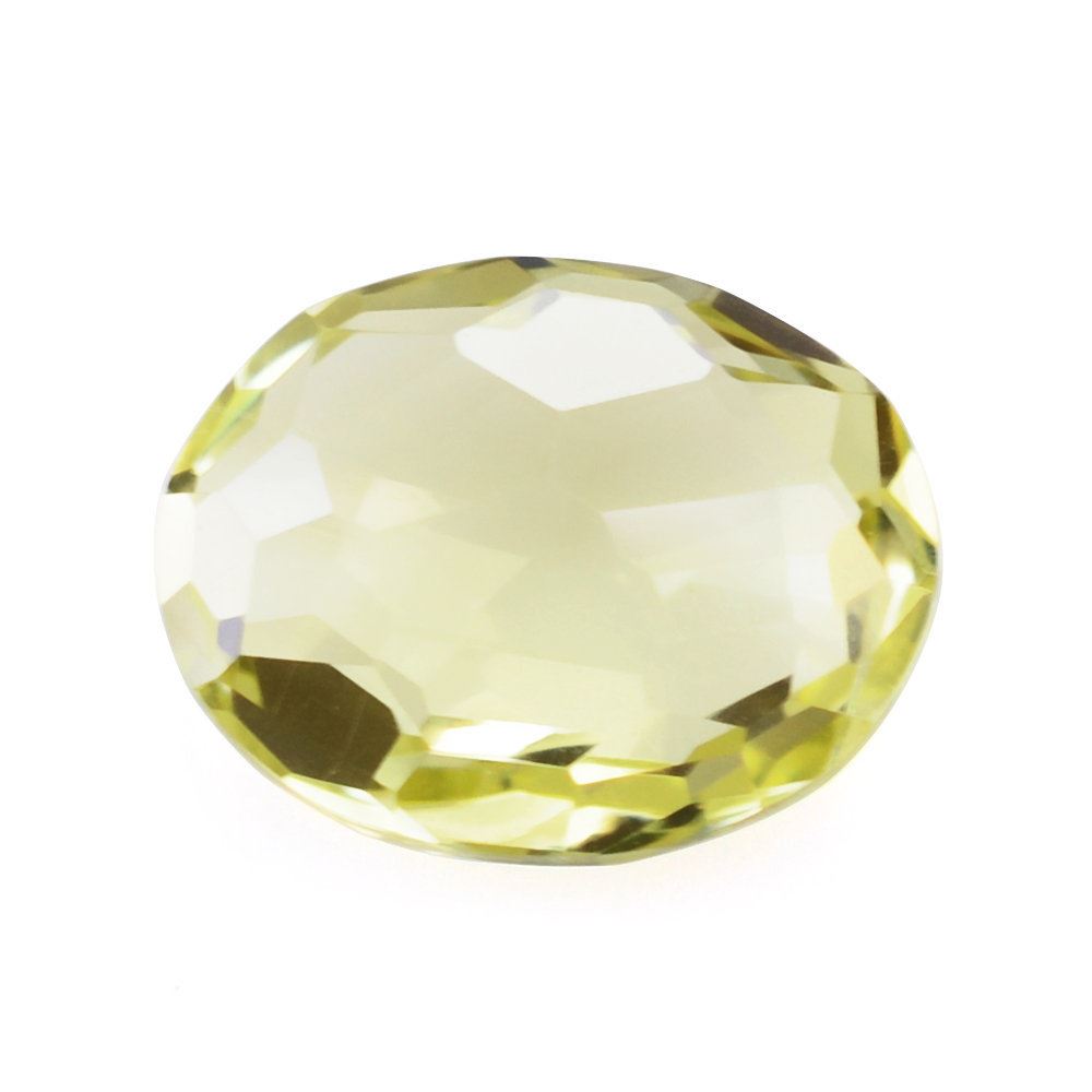 LEMON QUARTZ IRREGULAR BRIOLETTE OVAL (GREEN GOLD) 10X8MM 2.30 Cts.