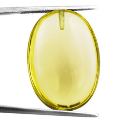 LEMON QUARTZ LAZER CUT BACK OVAL (GREEN GOLD) 18X13MM 11.10 Cts.