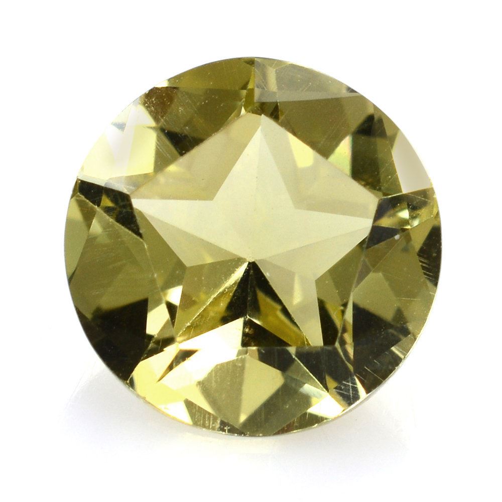 LEMON QUARTZ PENTAGON ROUND WITH STAR CUT BACK (GREEN GOLD) 10MM 3.37 Cts.