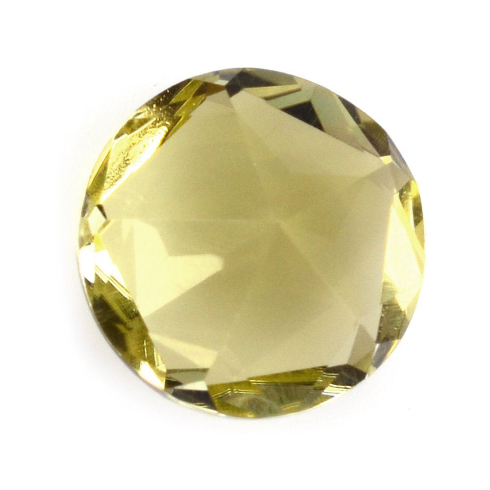 LEMON QUARTZ PENTAGON ROUND WITH STAR CUT BACK (GREEN GOLD) 10MM 3.37 Cts.