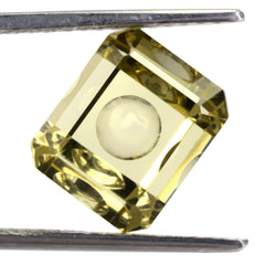 LEMON QUARTZ MIRROR CUT BUBBLE OCTAGON (GREEN GOLD) 12X10MM 6.08 Cts.