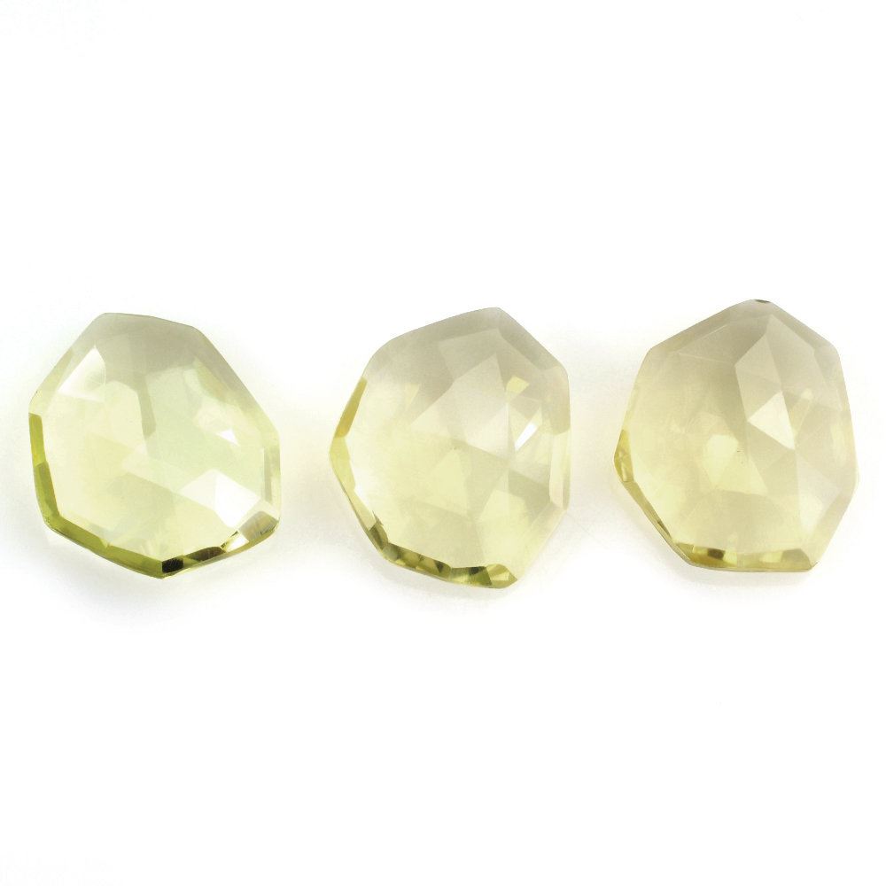 LEMON QUARTZ ROSE CUT BRIOLETTE UNEVEN SHAPE 14.50X12.50MM 4.66 Cts.