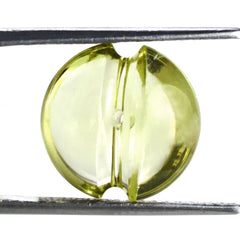 LEMON QUARTZ LENTIL ROUND WITH CARVED BELT (FULL DRILL) (DES#25) 14MM 8.25 Cts.