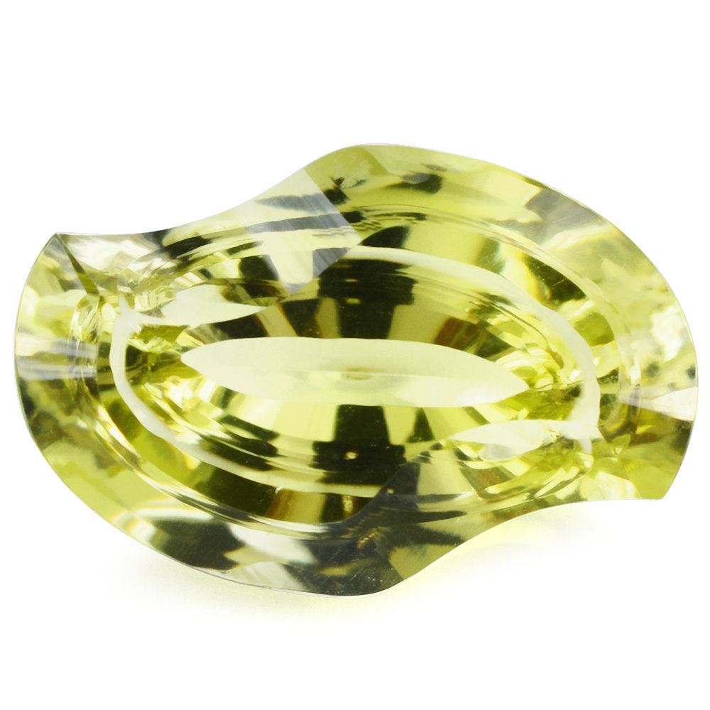 LEMON QUARTZ SWIRL CUT LEAF (DES#94) 18X12MM 9.3 Cts.