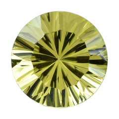 LEMON QUARTZ CONCAVE STRAIGHT FACET ROUND (DES#77) 14MM 8.58 Cts.