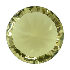 LEMON QUARTZ CONCAVE STRAIGHT FACET ROUND (DES#77) 14MM 8.58 Cts.