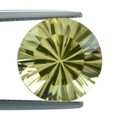 LEMON QUARTZ CONCAVE STRAIGHT FACET ROUND (DES#77) 14MM 8.58 Cts.