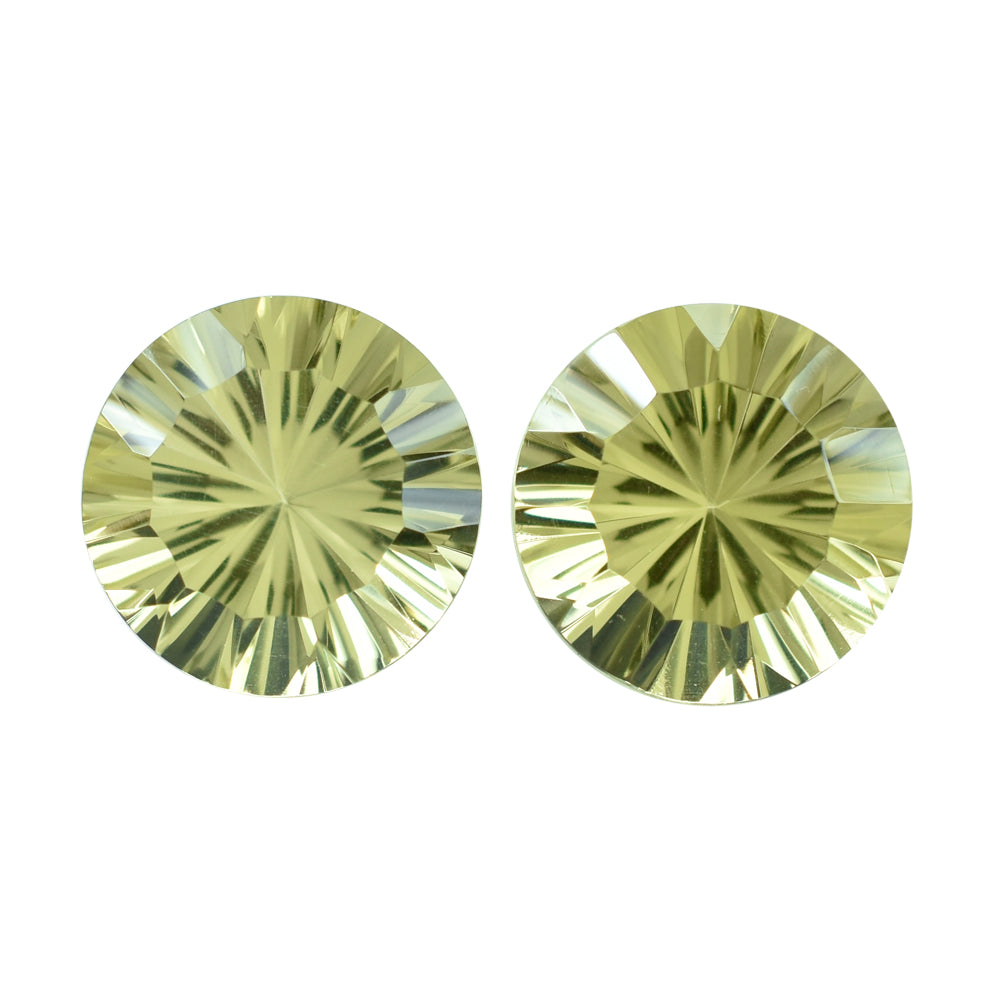 LEMON QUARTZ CONCAVE STRAIGHT FACET ROUND (DES#77) 14MM 8.58 Cts.