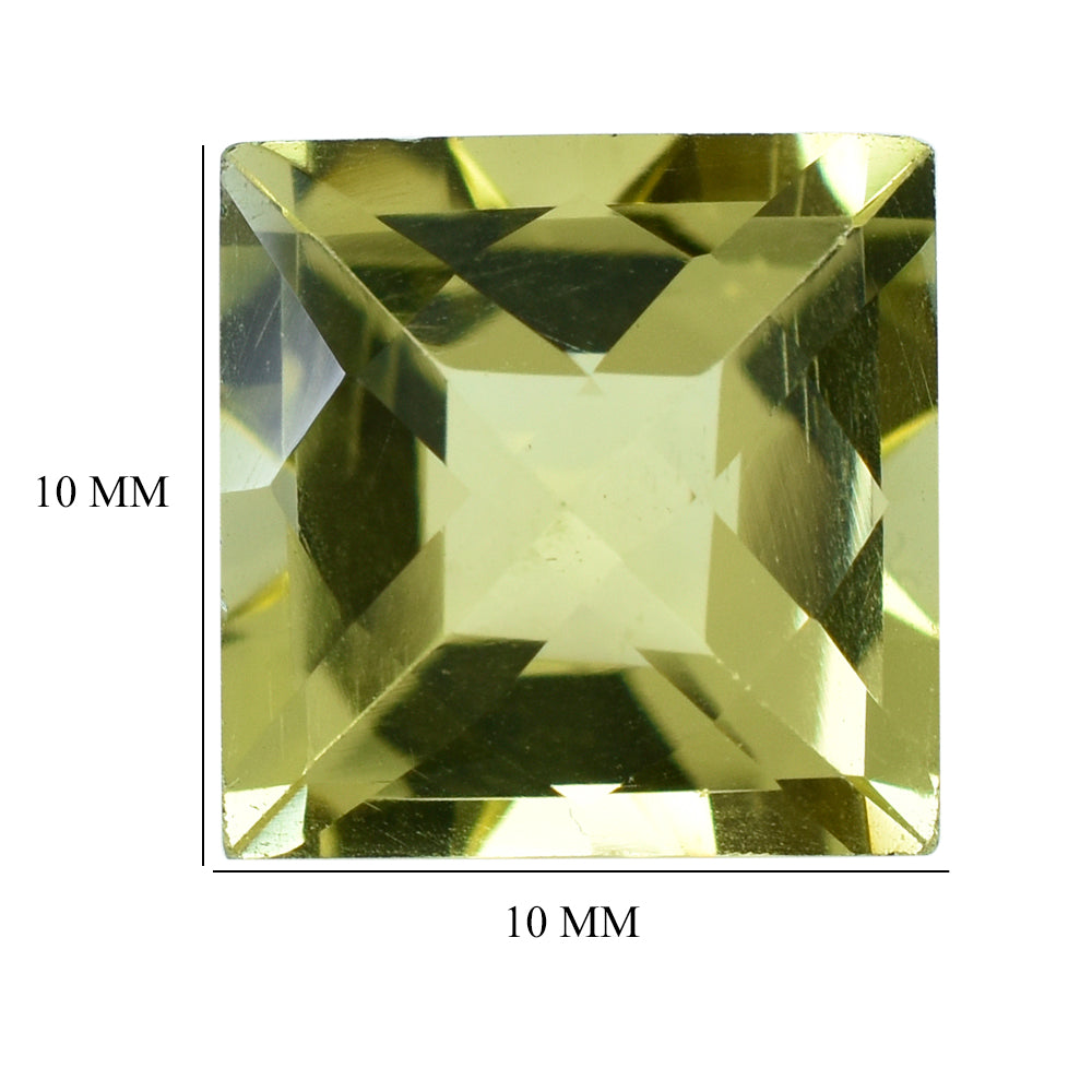 LEMON QUARTZ CHECKER CUT SQUARE 10MM 4.75 Cts.