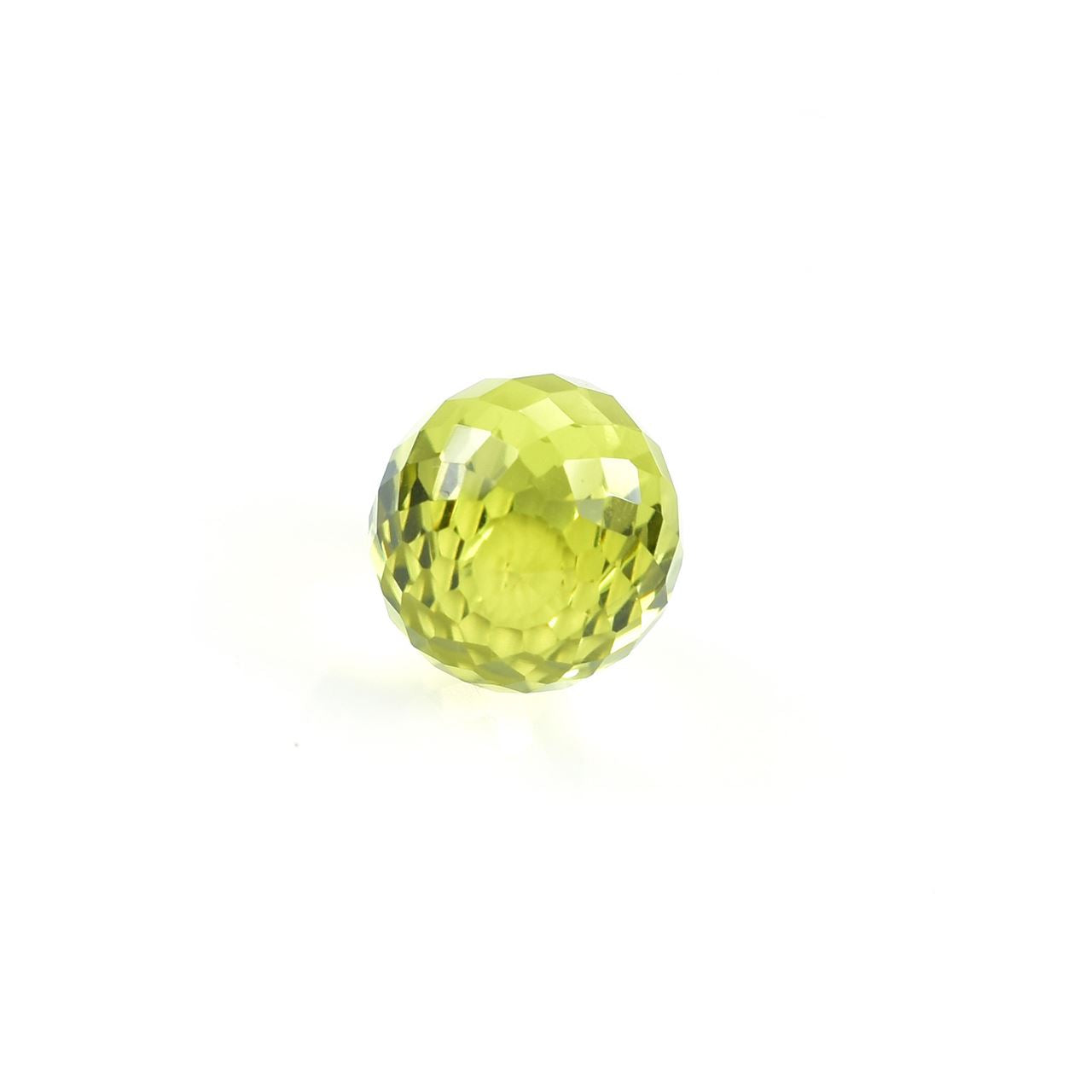 LEMON QUARTZ MICRO CHECKER FACETED BRIOLETTE DROP (GREEN GOLD) (CLEAN) (H/D_0.90) 14.00X10.00 MM 8.18 Cts.