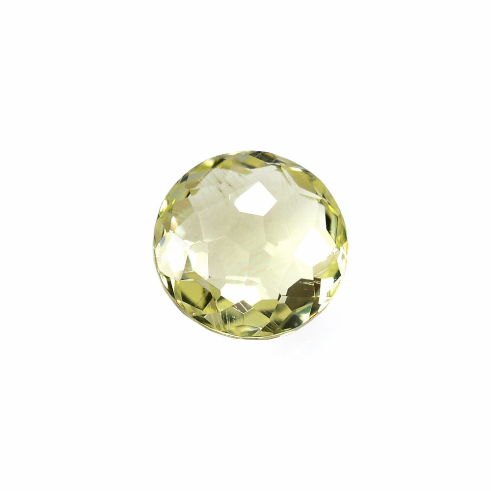 LEMON QUARTZ IRREGULAR FACETED BRIOLETTE ROUND 7MM 1.5Cts.