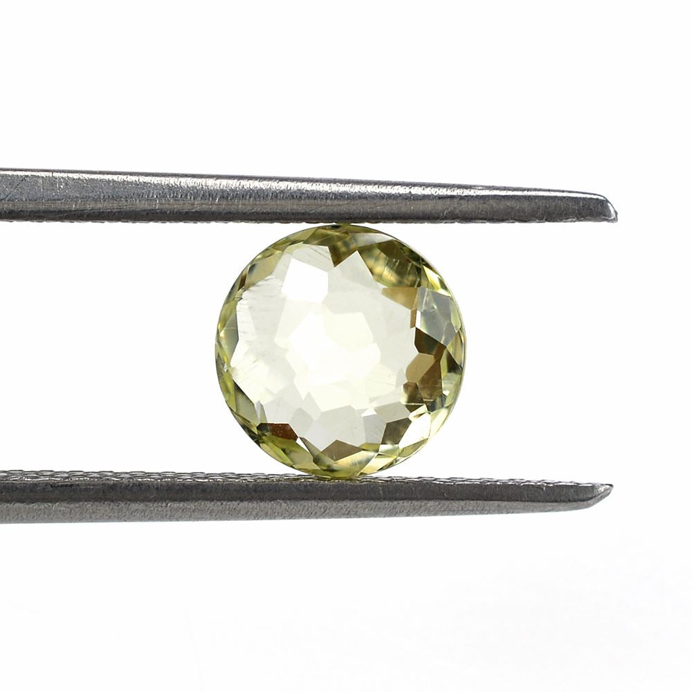 LEMON QUARTZ IRREGULAR FACETED BRIOLETTE ROUND 7MM 1.5Cts.