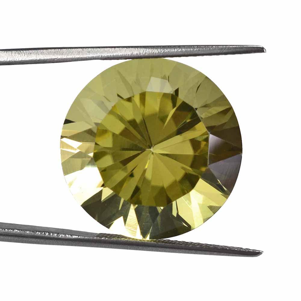 LEMON QUARTZ DIAMOND CUT ROUND 20MM 28.4Cts.