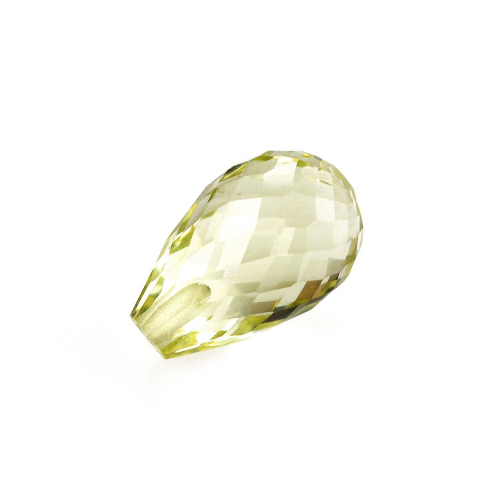 LEMON QUARTZ FACETED DROPS (HALF DRILL) 11X7MM 3.58 Cts.