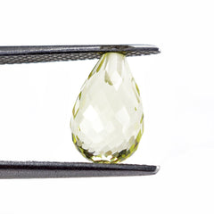 LEMON QUARTZ FACETED DROPS (HALF DRILL) 11X7MM 3.58 Cts.