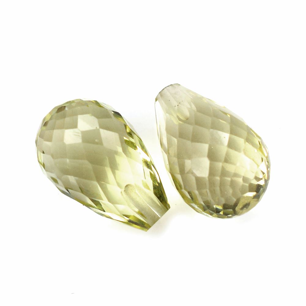 LEMON QUARTZ FACETED DROPS (HALF DRILL) 11X7MM 3.58 Cts.