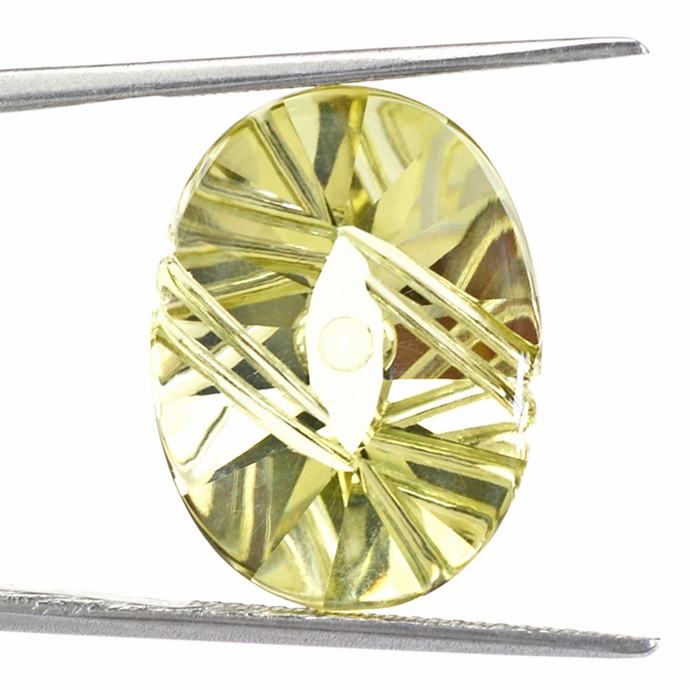 LEMON QUARTZ FLAT BUFFTOP EVIL EYE OVAL LITE 20X15MM 15.71 Cts.