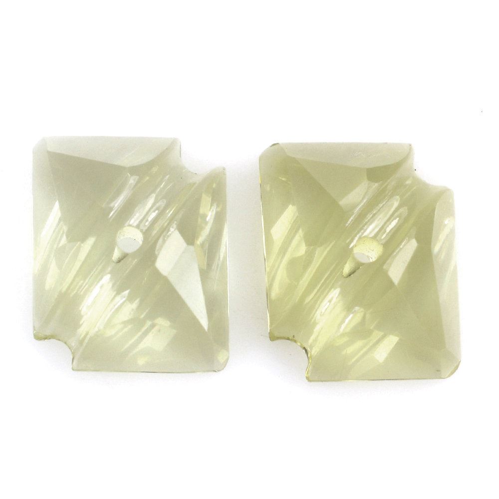 LEMON QUARTZ OCTAGON CABS WITH CARVED BELT (FULL DRILL) 10X8MM 2.30 Cts.