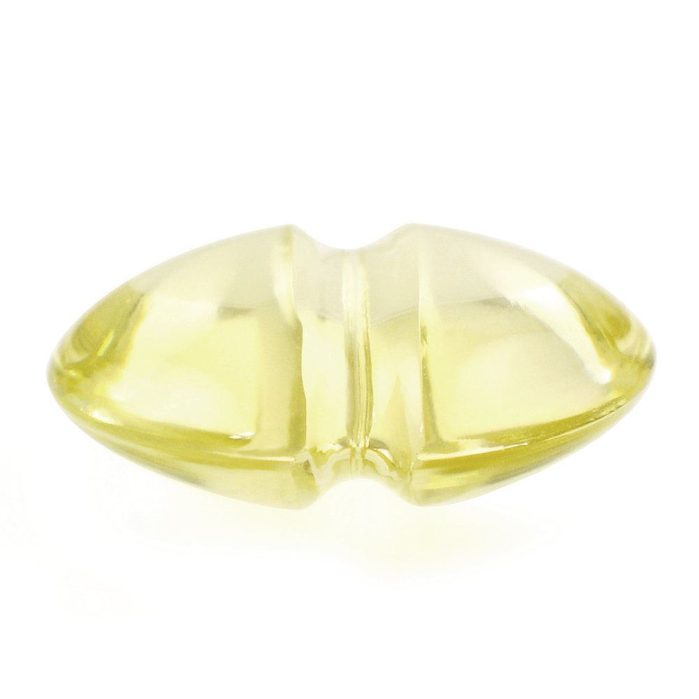 LEMON QUARTZ LENTIL ROUND WITH CARVED BELT 14MM 6.85 Cts.