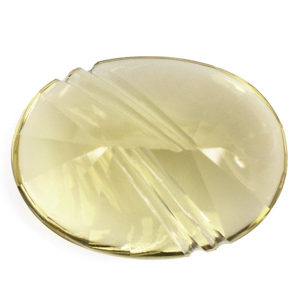 LEMON QUARTZ FLAT BUFFTOP LIGHTENING OVAL 20X15MM 14.03 Cts.