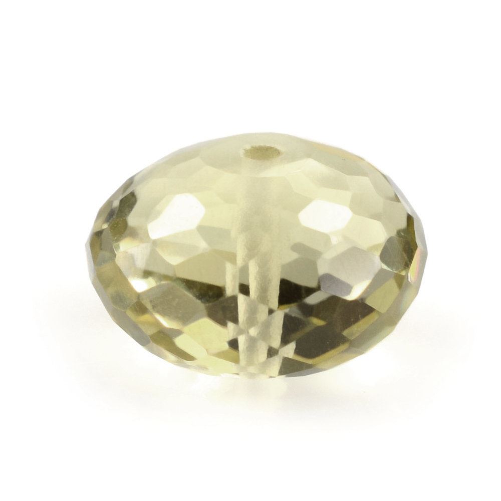 LEMON QUARTZ FACETED ROUNDEL (FULL DRILL) (GREEN GOLD) 9MM 3.35 Cts.