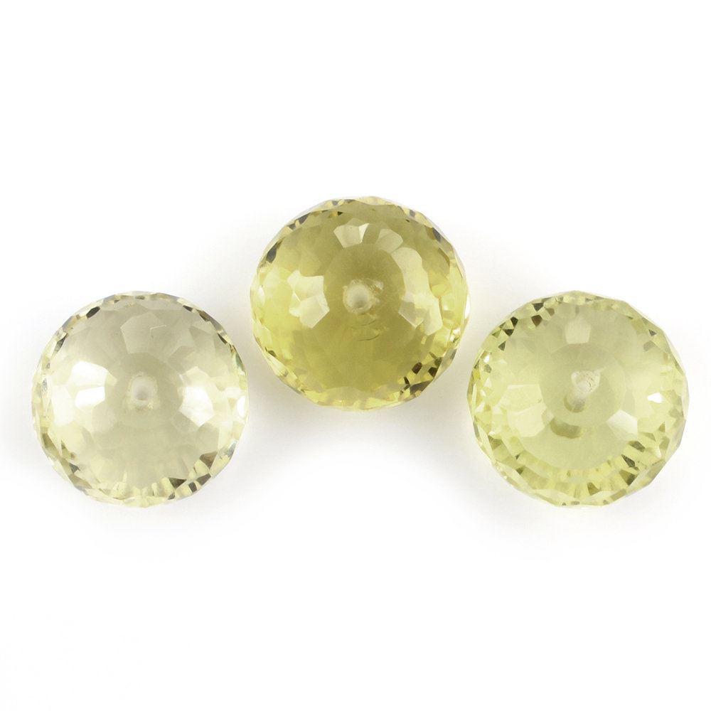 LEMON QUARTZ FACETED ROUNDEL (FULL DRILL) (GREEN GOLD) 9MM 3.35 Cts.