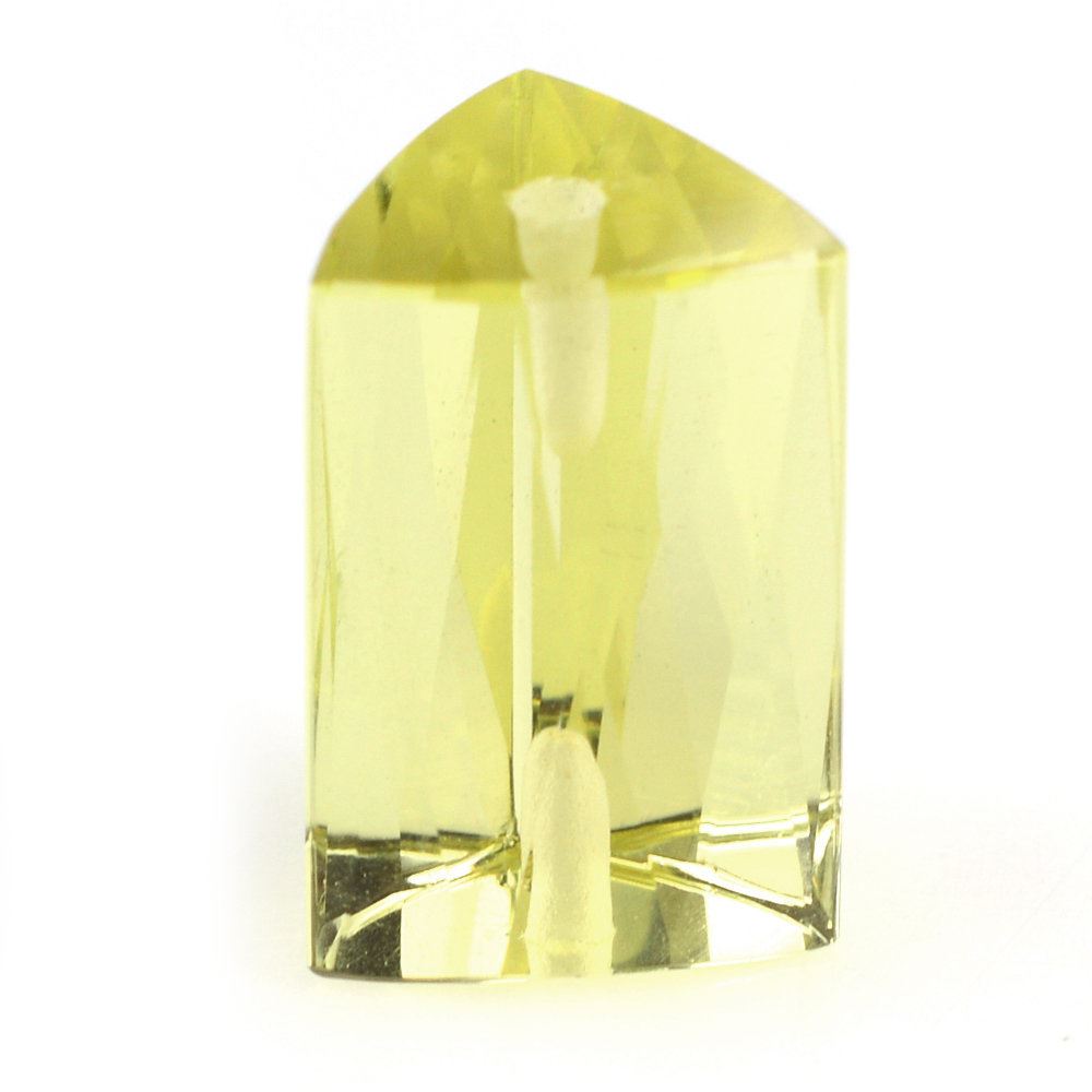 LEMON QUARTZ FACETED TUBE (TWO HALF DRILL) (GREEN GOLD) 12X8MM 6.80 Cts.