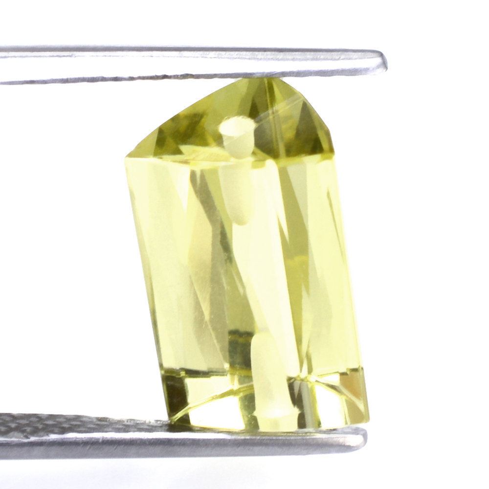 LEMON QUARTZ FACETED TUBE (TWO HALF DRILL) (GREEN GOLD) 12X8MM 6.80 Cts.