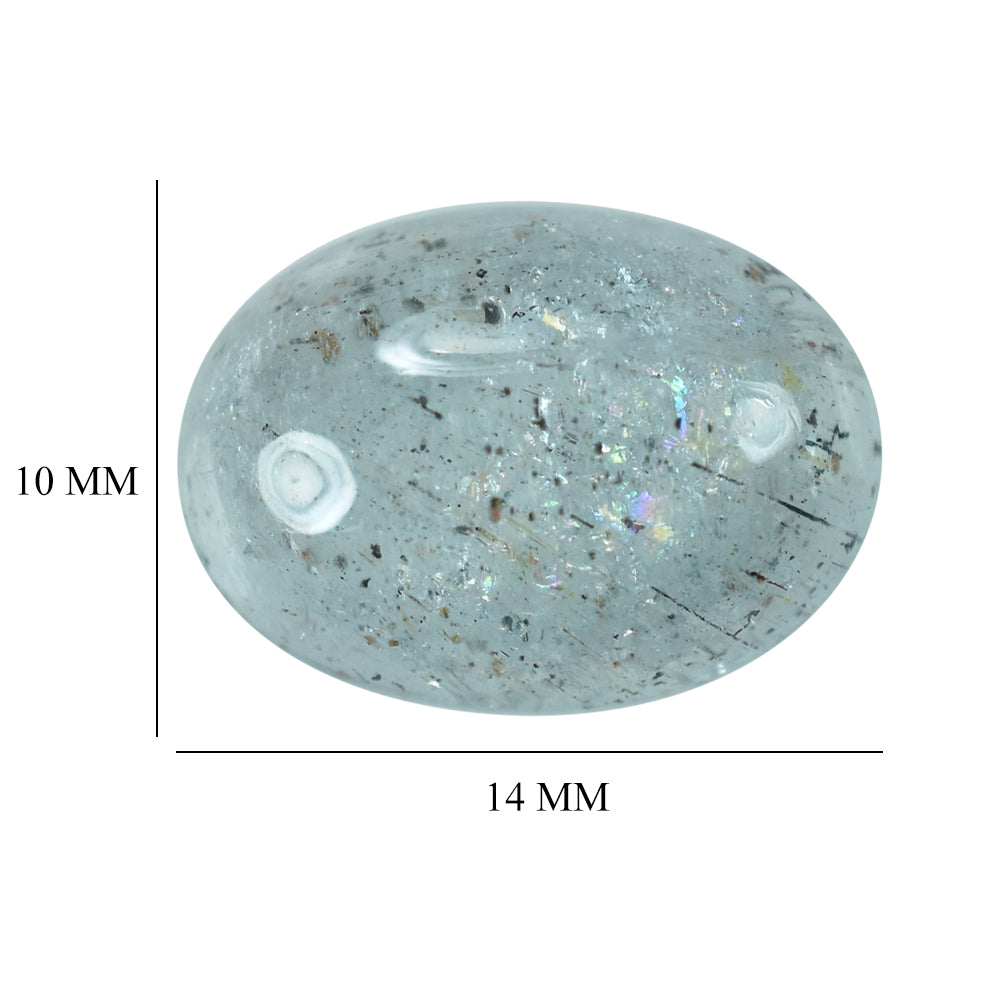 MOSS AQUAMARINE PLAIN OVAL CAB 14X10MM (TH. 5.00-5.40MM) 5.74 Cts.