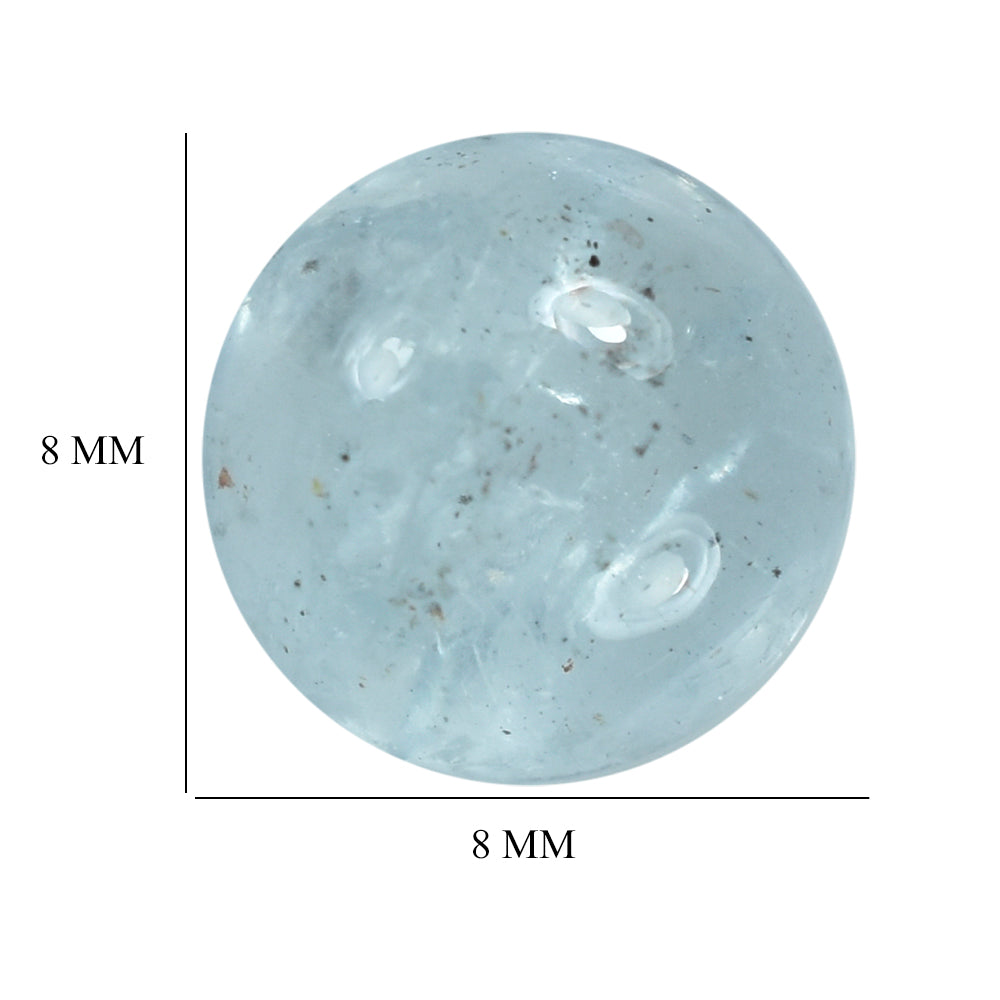 MOSS AQUAMARINE PLAIN ROUND CAB 8MM (TH. 4.00-4.40MM) 2.15 Cts.