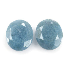 MILKY BLUE QUARTZ BOTH SIDE TABLE CUT OVAL 12X10MM 3.20 Cts.