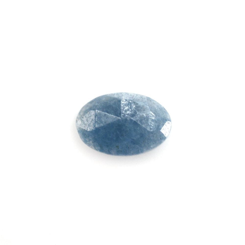 MILKY BLUE QUARTZ ROSE CUT OVAL CAB 6X4MM 0.37 Cts.