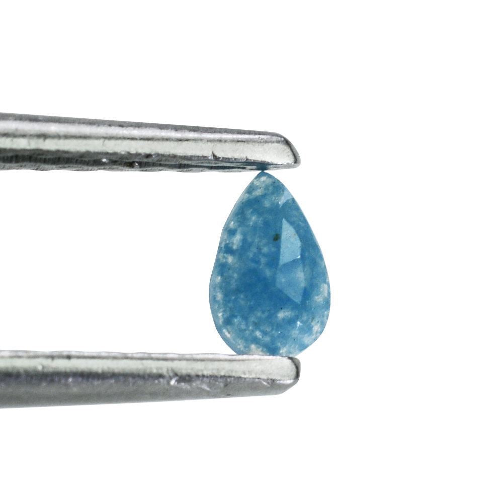 MILKY BLUE QUARTZ ROSE CUT PEAR CAB 5X3MM 0.16 Cts.