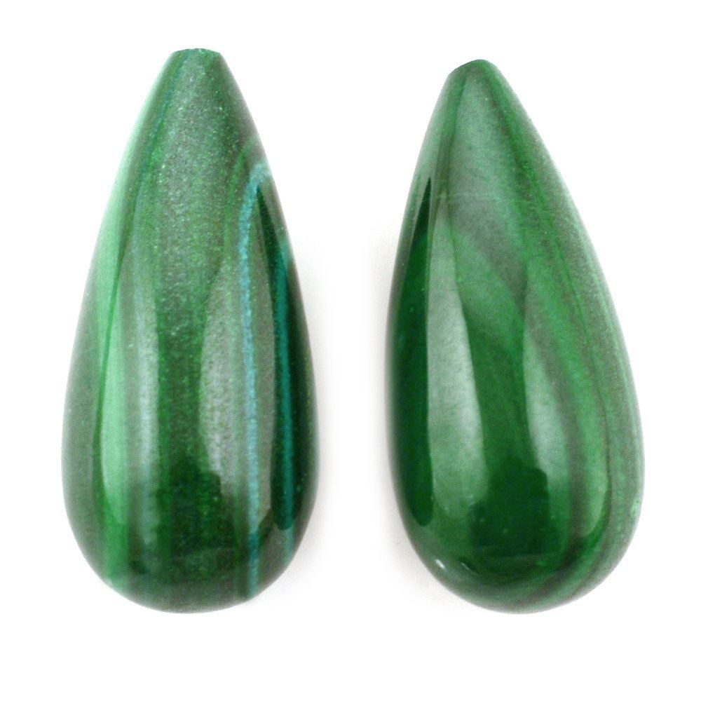 MALACHITE PLAIN DROP (HALF DRILL 0.90MM) 18X8MM 11.42 Cts.