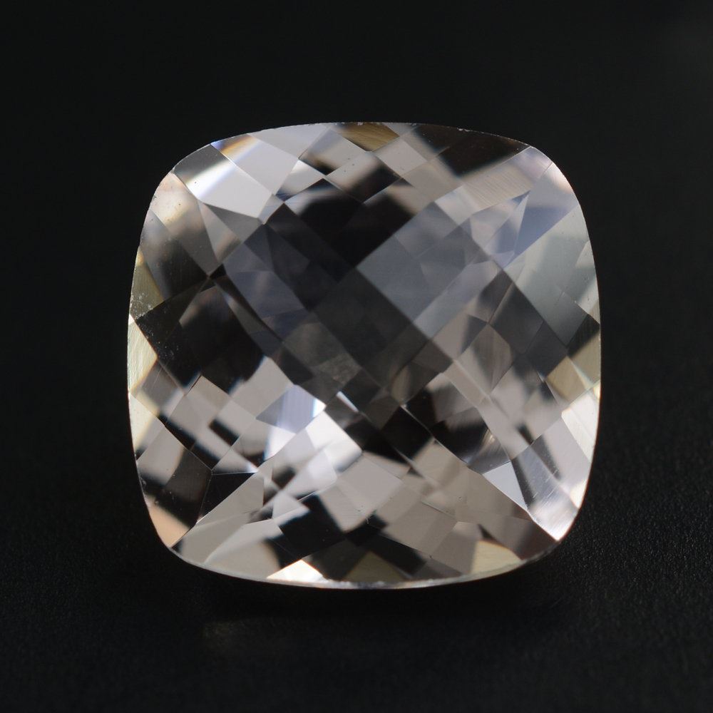 PEACH MORGANITE CHECKER CUT CUSHION (A) 10MM 3.97 Cts.