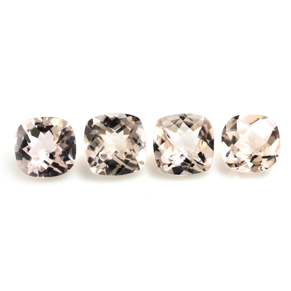 PEACH MORGANITE CHECKER CUT CUSHION (A) 6MM 0.80 Cts.