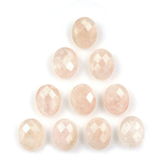 MILKY MORGANITE CHECKER CUT BRIOLETTE OVAL 10X8MM 2.30 Cts.