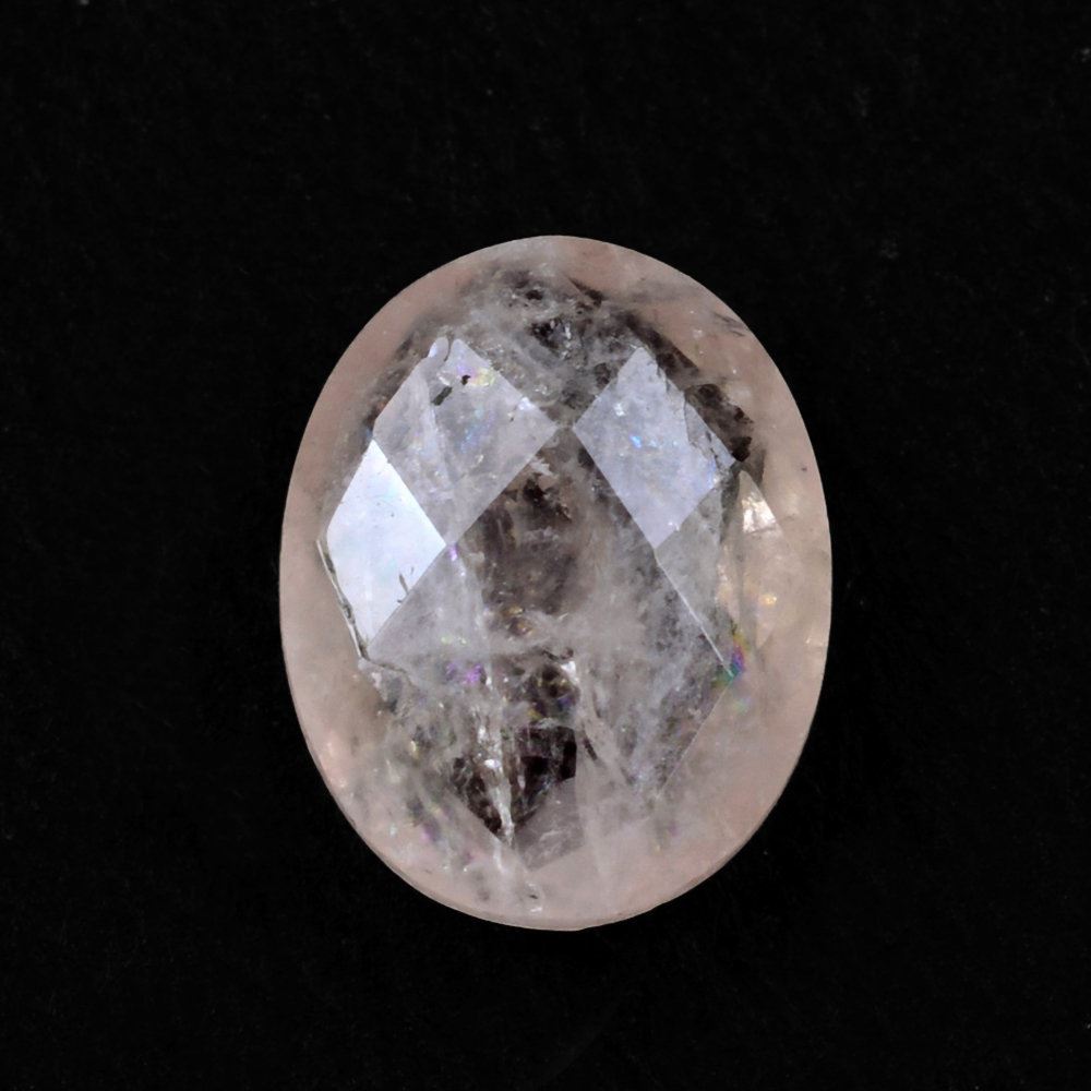 MILKY MORGANITE CHECKER CUT BRIOLETTE OVAL 10X8MM 2.30 Cts.